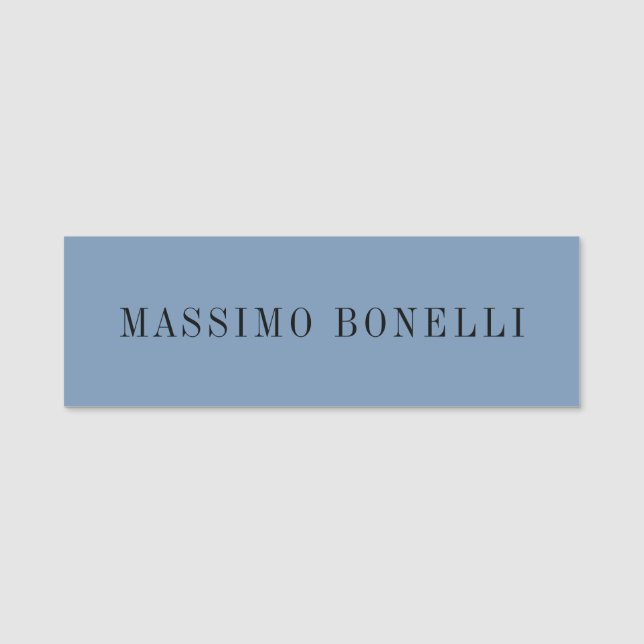 Blaue Graue Minimalistische Einfache Lesbare Moder Namensschild (Vorderseite)
