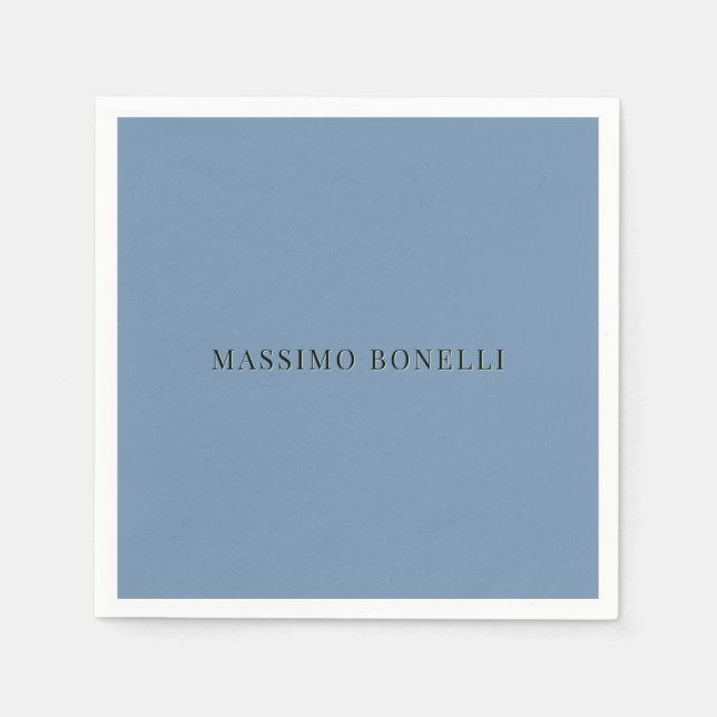 Blaue Graue Minimalistische Einfache Lesbare Moder Serviette (Vorderseite)