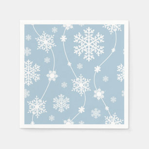 Blaue Graue Schneeflocken Winterwunderland Urlaub Serviette