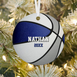 blaue graue Teamfarben Andenken Basketball Ornament Aus Metall
