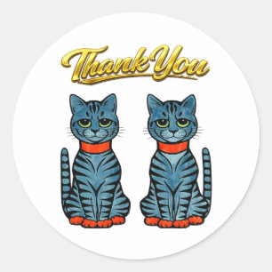Blaue Graue Tigerkatzen im Vintage-Deco-Stil - Dan Runder Aufkleber