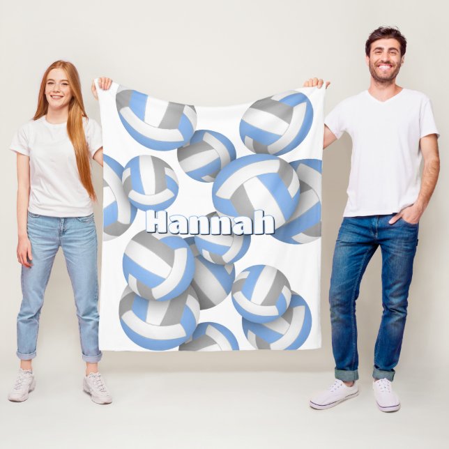 Blaue graue Volleyball-Mädchen Dekoration der Spor Fleecedecke (Beispiel)