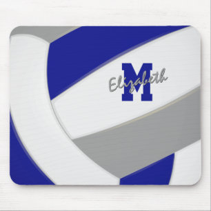 blaue graue Volleyball-Mannschaftsfarben monogramm Mousepad