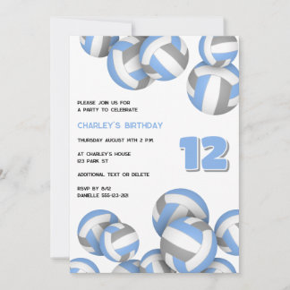 Blaue graue Volleyballs Geburtstag oder Teamkolleg Einladung