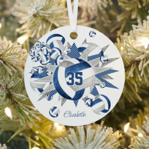 Blaue graue Volleyballs Stars halten Sake Ornament Aus Metall