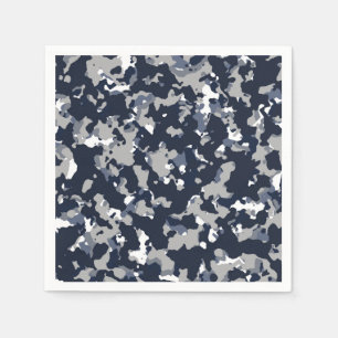 Blaue Graue Weiße Tarnung Camouflage Muster Party Serviette