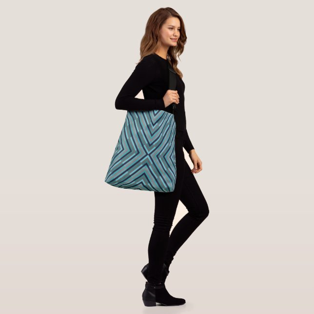 "BLAUE GRAY GEOMETRIC DIAGONAL" Tote Bag Tragetaschen Mit Langen Trägern (Am Model)