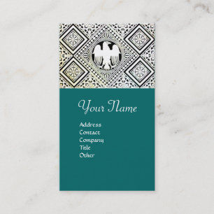 BLAUE GREEN BLACK AND WHIRLLE ROMAN EAGLE DAMASK VISITENKARTE