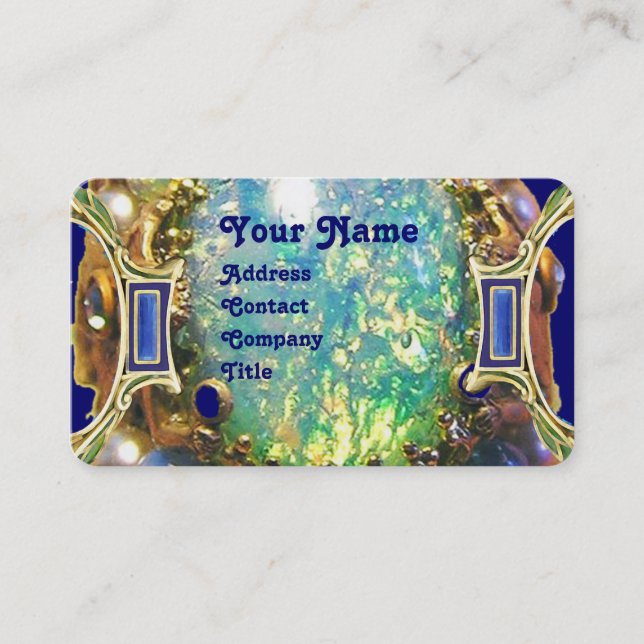 BLAUE GREEN OPAL ,ART NOUVEAU GOLD JEWEL MONOGRAM VISITENKARTE (Vorderseite)