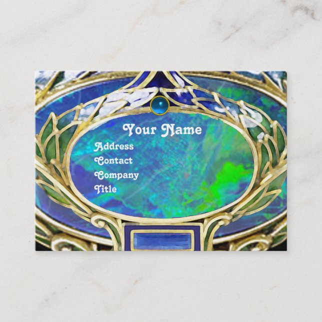 BLAUE GREEN OPAL ,ART NOUVEAU GOLD JEWEL MONOGRAM VISITENKARTE (Vorderseite)