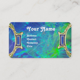 BLAUE GREEN OPAL ,ART NOUVEAU GOLD JEWEL MONOGRAM VISITENKARTE