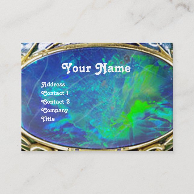 BLAUE GREEN OPAL ,ART NOUVEAU GOLD JEWEL MONOGRAM VISITENKARTE (Vorderseite)