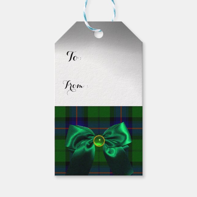 BLAUE GREEN SCOTTISH TARTAN MIT CHRISTMAS BOWS GESCHENKANHÄNGER (Vorderseite)