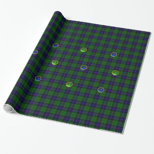 BLAUE GREEN SCOTTISH TARTAN ,SAPPHIRE EMERALD GEMS GESCHENKPAPIER