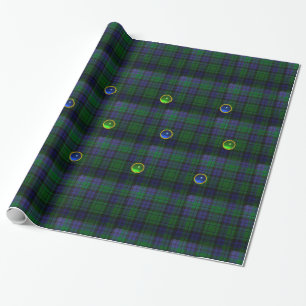 BLAUE GREEN SCOTTISH TARTAN ,SAPPHIRE EMERALD GEMS GESCHENKPAPIER