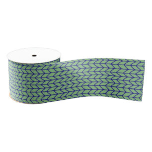 BLAUE GREEN STRICK 3" Grosgrain Ribbon Ripsband