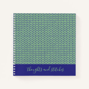 BLAUE GREEN STRICK 8.5x8.5 SpiralNotebook + Text Notizbuch