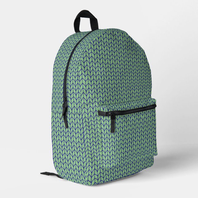 BLAUE GREEN STRICK Backpack Bedruckter Rucksack (Rückseitige Ecke links)