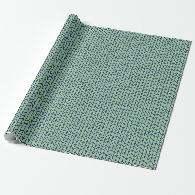 BLAUE GREEN STRICK Wrapping Paper Geschenkpapier (Ungerollt)