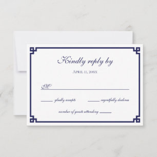 Blaue griechische Schlüsselgrenze RSVP Karte