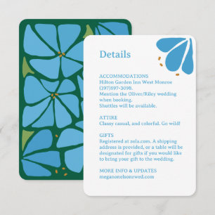 Blaue Groovy-Blume-Muster Hochzeitskarte RSVP Karte