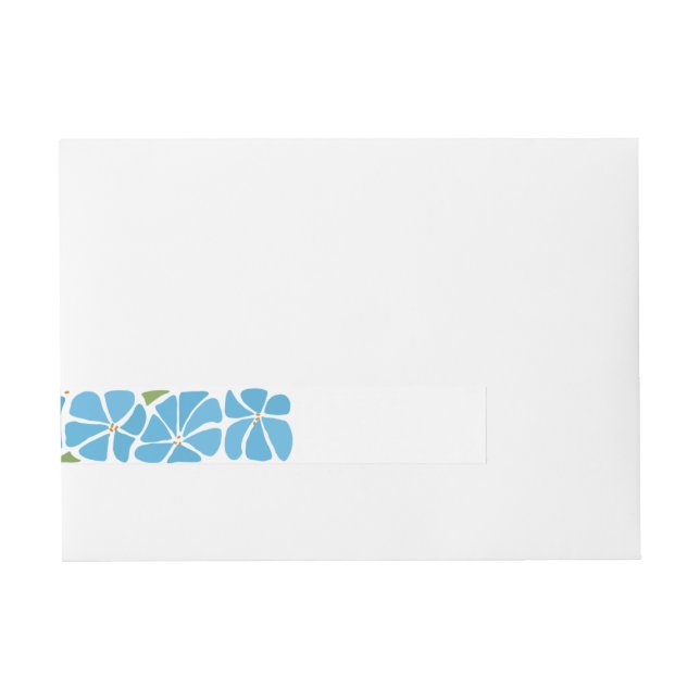 Blaue Groovy-Blume-Muster Rundum-Adressaufkleber (Vorderseite)