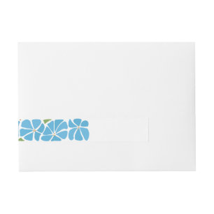 Blaue Groovy-Blumenmuster Rundum-Adressaufkleber