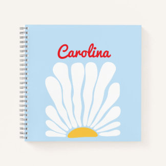 blaue Groovy Sonnenblume Retro Boho Notizbuch