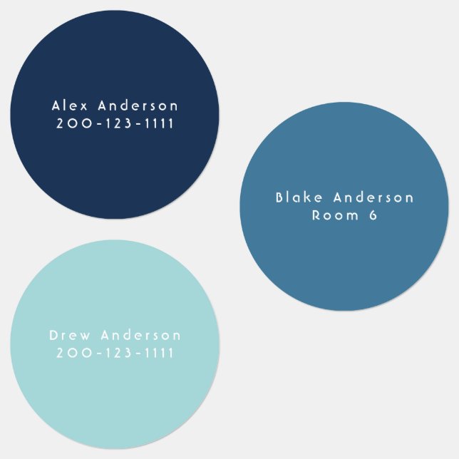 Blaue, große wasserdichte, klebrige Kid's Labels Etiketten (Gruppe)