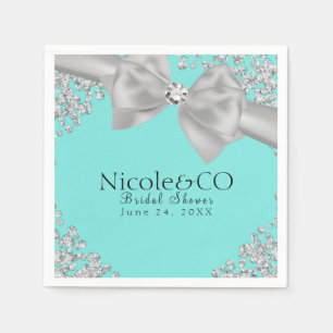 Blaue Große Weiße Bogen Diamanten Glamour Party Serviette