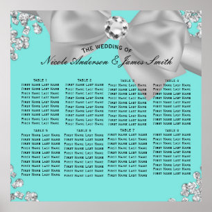 Blaue große weiße Schleife Diamanten Glam Sitzgele Poster