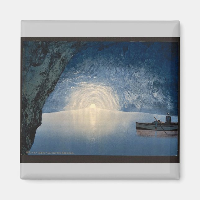 Blaue Grotte, Capri, Insel, Italien Vintages Foto Magnet (Vorne)