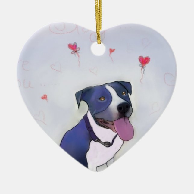 Blaue Gruben-guter Hund Keramik Ornament (Vorne)
