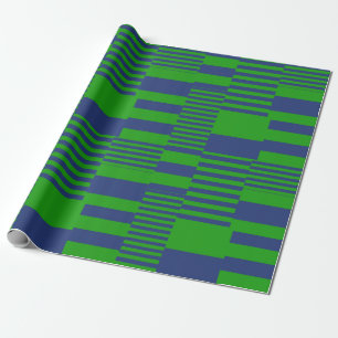 Blaue Grün Patchwork Streifen Design  Geschenkpapier