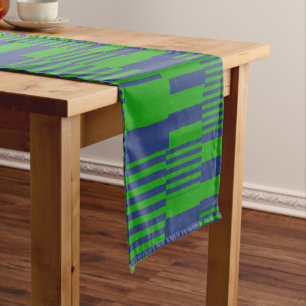 Blaue Grün Patchwork Streifen Design Kurzer Tischläufer