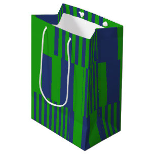 Blaue Grün Patchwork Streifen Design Mittlere Geschenktüte