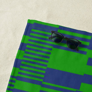 Blaue Grün Patchwork Streifen Design Strandtuch