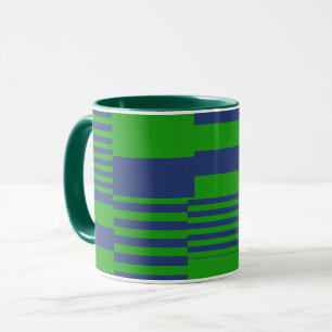 Blaue Grün Patchwork Streifen Design Tasse