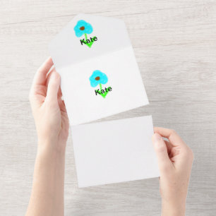 Blaue grüne Aquarell-Text mit Ihrem Namen anpassen All In One Einladung