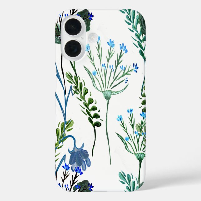 Blaue Grüne Aquarell-Wildblume  Case-Mate iPhone Hülle (Rückseite)