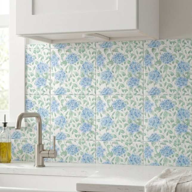 Blaue Grüne Aquarell-Wildblume Fliese (Blue Green Watercolor Wildflower Ceramic Tile)