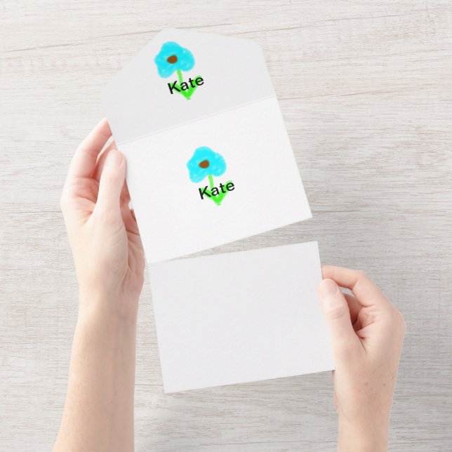 Blaue grüne Aquarellfarbe fügt dem Text einen eige All In One Einladung (Abreißen)