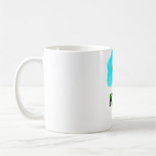 Blaue grüne Aquarellfarbe fügt dem Text einen eige Kaffeetasse