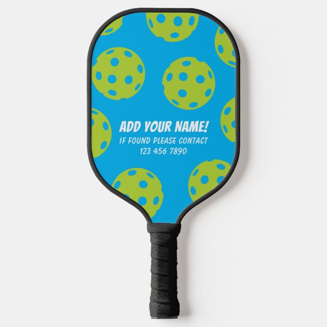Blaue grüne Ball Muster Pickleball Paddle (Vorderseite)