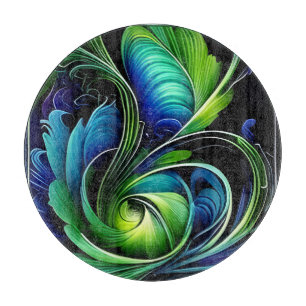 Blaue grüne Blätter abstrakt Schneidebrett