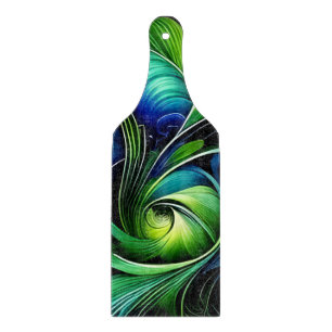 Blaue grüne Blätter abstrakt Schneidebrett