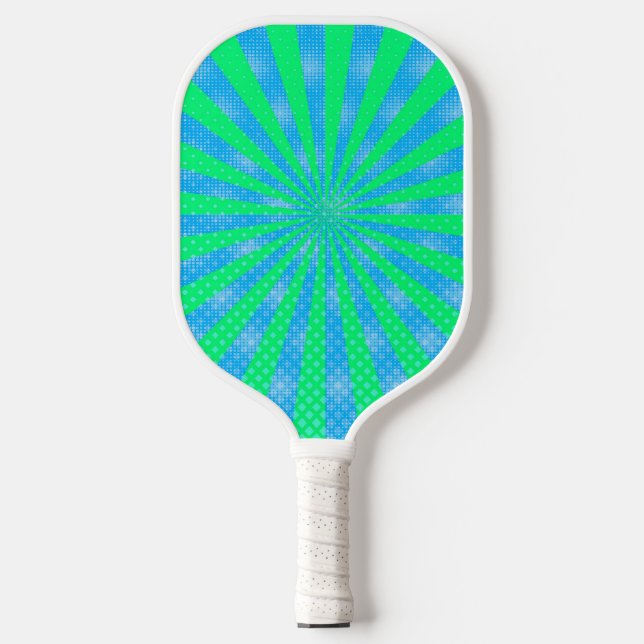 Blaue grüne Burst Design Pickleball Paddel Schläger (Vorderseite)