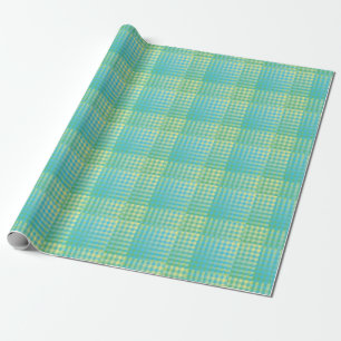 Blaue grüne Checker Abstract Muster Geschenkpapier