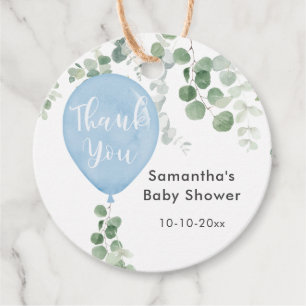 Blaue Grüne Eukalyptus-Ballon Babydusche Geschenkanhänger