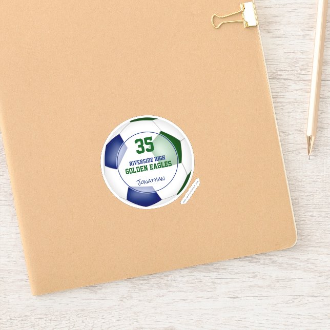 Blaue grüne Fußballmannschaft farbenfrohe Jungs Aufkleber (Notizbuch)